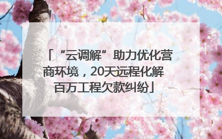 “云调解”助力优化营商环境，20天远程化解百万工程欠款纠纷