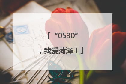 “0530”，我爱菏泽！