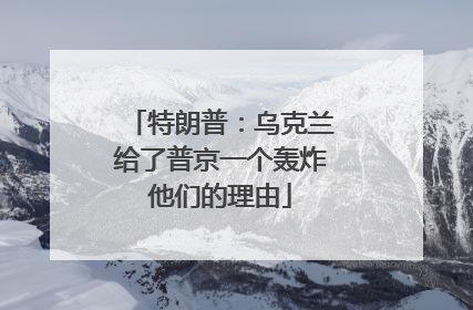 特朗普：乌克兰给了普京一个轰炸他们的理由