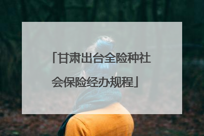 甘肃出台全险种社会保险经办规程