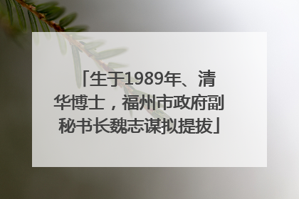 生于1989年、清华博士，福州市政府副秘书长魏志谋拟提拔