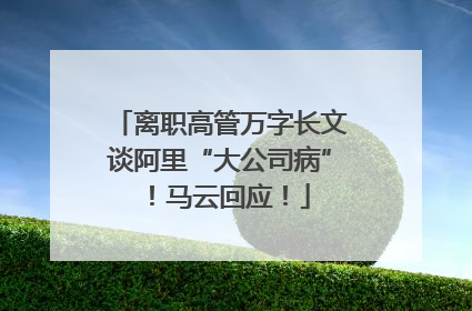 离职高管万字长文谈阿里“大公司病”！马云回应！