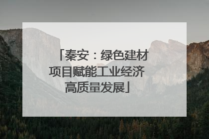 秦安：绿色建材项目赋能工业经济高质量发展