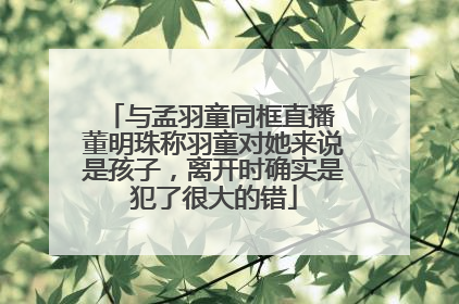 与孟羽童同框直播 董明珠称羽童对她来说是孩子，离开时确实是犯了很大的错
