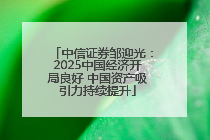 中信证券邹迎光：2025中国经济开局良好 中国资产吸引力持续提升