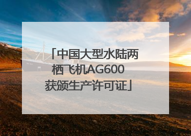 中国大型水陆两栖飞机AG600获颁生产许可证