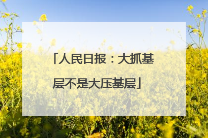 人民日报：大抓基层不是大压基层