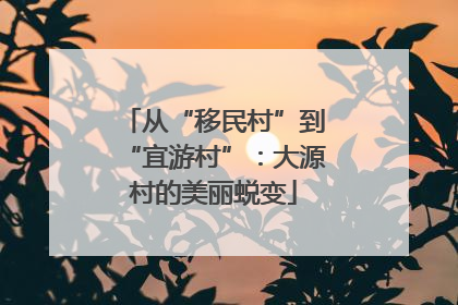 从“移民村”到“宜游村”：大源村的美丽蜕变