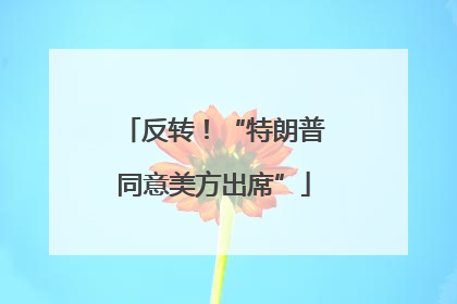 反转！“特朗普同意美方出席”