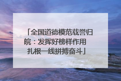 全国道德模范载誉归皖：发挥好榜样作用 扎根一线拼搏奋斗