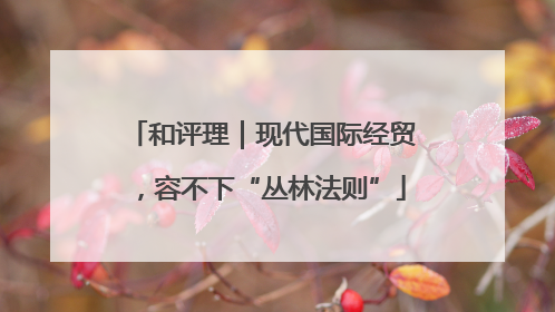 和评理｜现代国际经贸，容不下“丛林法则”