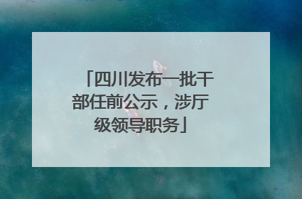 四川发布一批干部任前公示，涉厅级领导职务