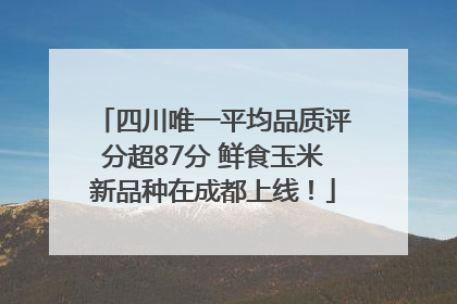 四川唯一平均品质评分超87分 鲜食玉米新品种在成都上线！