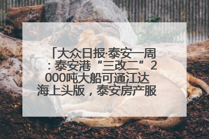 大众日报·泰安一周：泰安港“三改二”2000吨大船可通江达海上头版，泰安房产服务改革经验全省推广