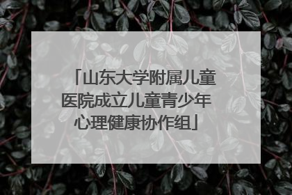山东大学附属儿童医院成立儿童青少年心理健康协作组
