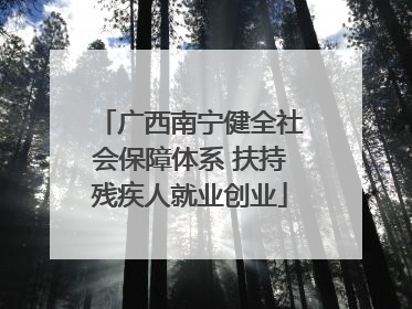 广西南宁健全社会保障体系 扶持残疾人就业创业