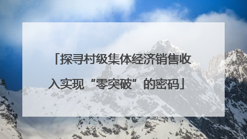 探寻村级集体经济销售收入实现“零突破”的密码