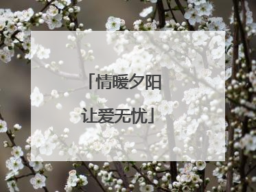情暖夕阳 让爱无忧
