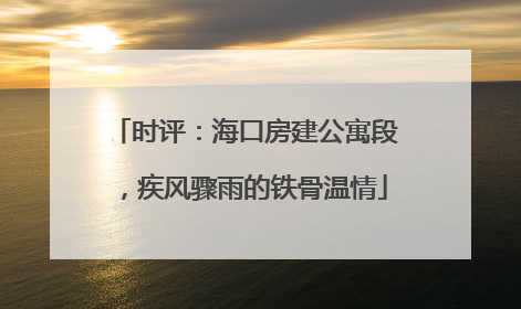 时评：海口房建公寓段，疾风骤雨的铁骨温情