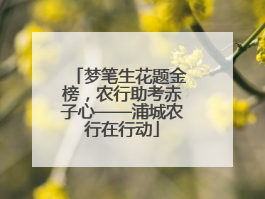 梦笔生花题金榜，农行助考赤子心——浦城农行在行动
