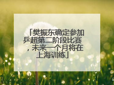 樊振东确定参加乒超第二阶段比赛，未来一个月将在上海训练