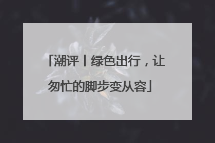 潮评丨绿色出行，让匆忙的脚步变从容