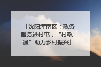 沈阳浑南区：政务服务进村屯，“村政通”助力乡村振兴