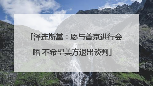 泽连斯基：愿与普京进行会晤 不希望美方退出谈判