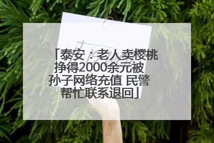 泰安：老人卖樱桃挣得2000余元被孙子网络充值 民警帮忙联系退回
