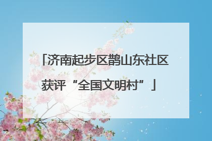 济南起步区鹊山东社区获评“全国文明村”
