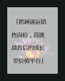 跨越速运销售岗位，高挑战背后的成长型价值平台