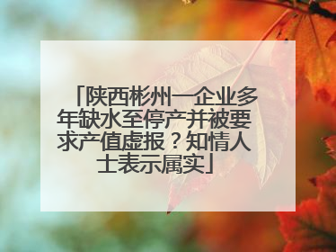 陕西彬州一企业多年缺水至停产并被要求产值虚报？知情人士表示属实