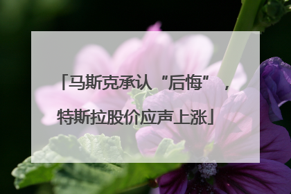马斯克承认“后悔”，特斯拉股价应声上涨