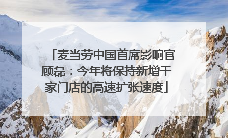 麦当劳中国首席影响官顾磊：今年将保持新增千家门店的高速扩张速度