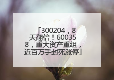 300204，8天翻倍！600358，重大资产重组，近百万手封死涨停