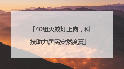 40组灭蚊灯上岗，科技助力居民安然度夏